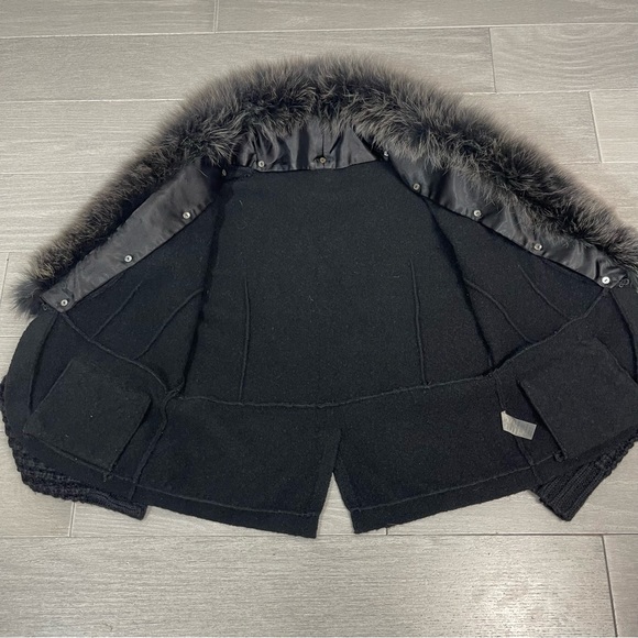 Magaschoni Genuine Fox Fur Collar Wool Alpaca Cashmere Blazer Cardigan Jacket XS - Picture 15 of 16